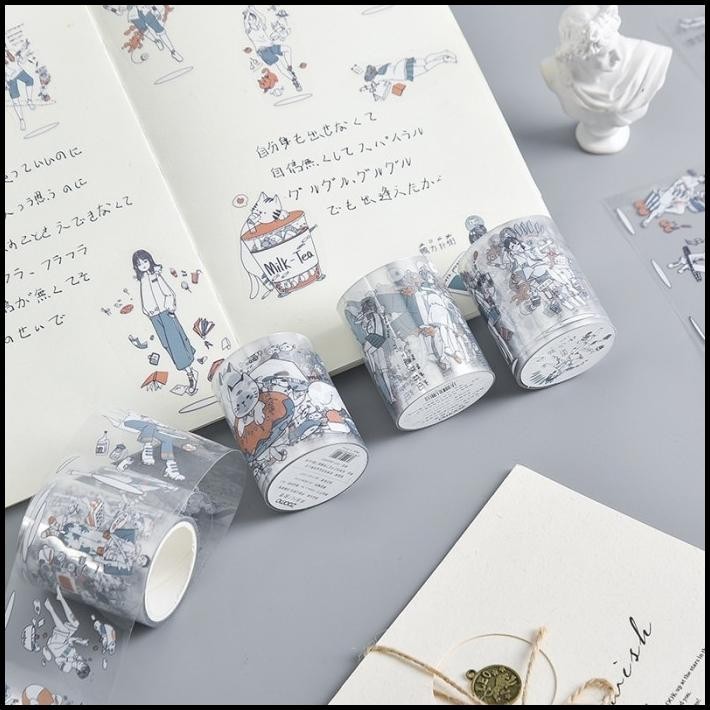 

TERMURAH WASHI TAPE STIKER PET TAPE FLOATING GIRL SERIES HAND ACCOUNT DECORATIO !