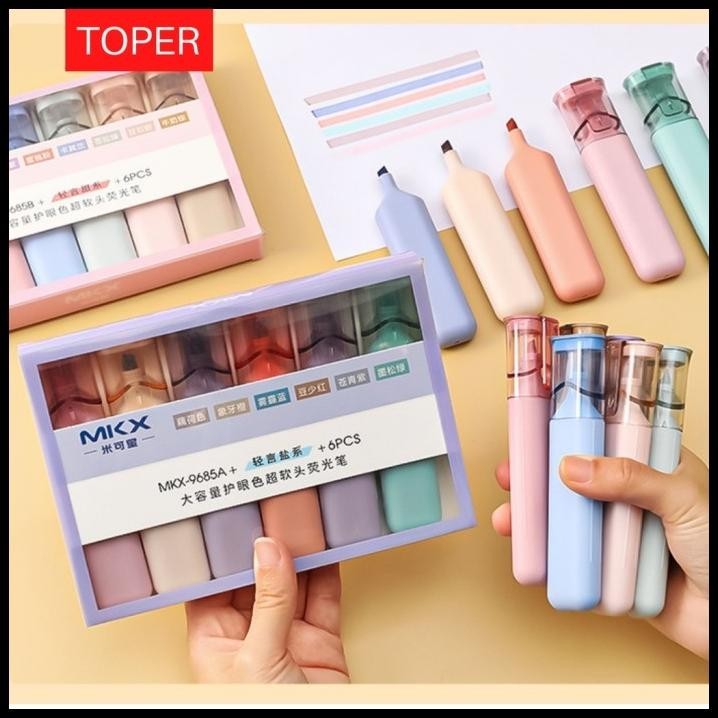 

TERBARU TOPER HIGHLIGHTER SET 6 WARNA PENANDA MARKER COLOR AESTHETIC PASTEL !!!!!!!