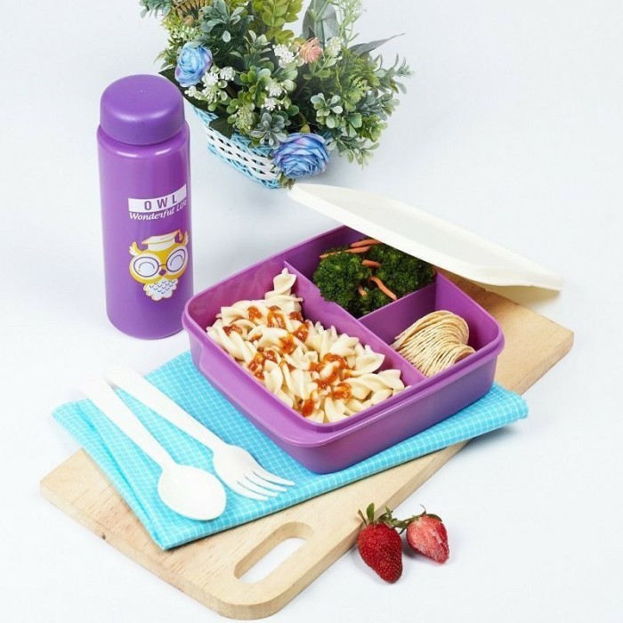 Kotak Makan Sekat 3 Plastik / Lunch Box / Catering Box