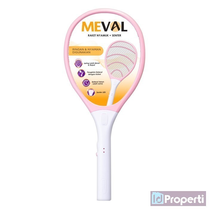 Meval MS3-01S Raket Nyamuk Senter LED Kabel Charger Cas Setrum Listrik