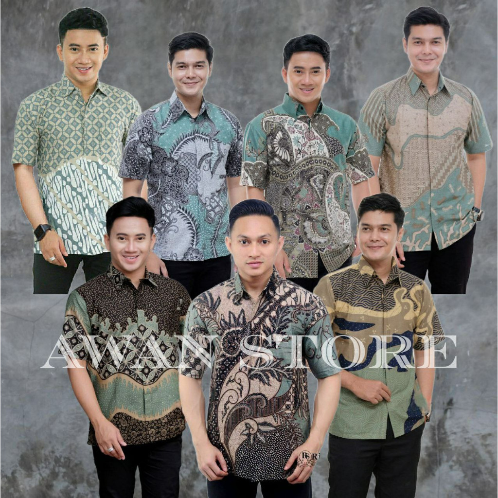 Batik Pria // TERBARU Batik SAGE Kemeja Batik Pria Lengan Pendek Hijau Sage Green Hem Baju Batik