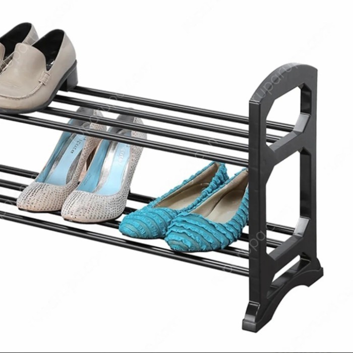 Krisbow Rak Sepatu Stackable 2 Tingkat - Hitam