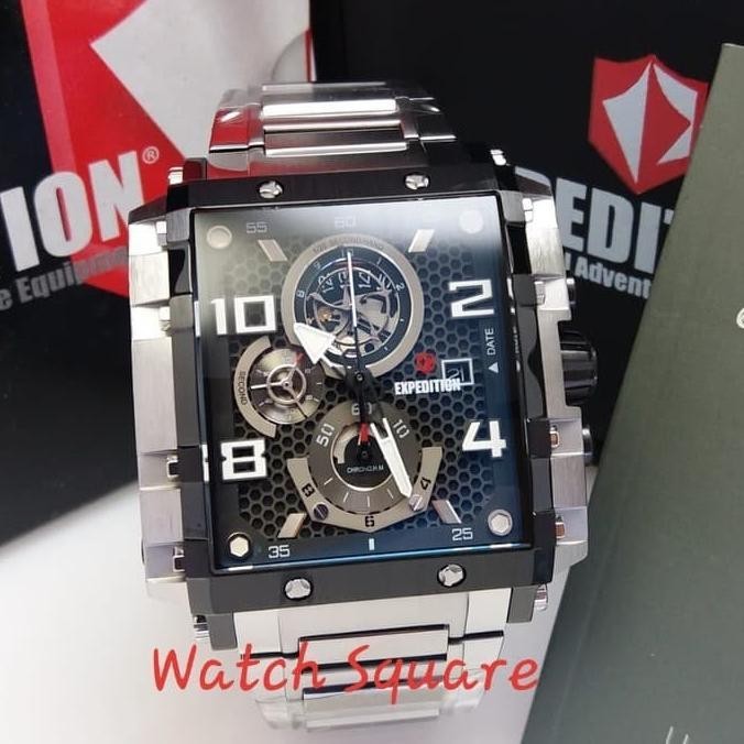Jam Tangan Expedition Pria Original E6757 Silver Black