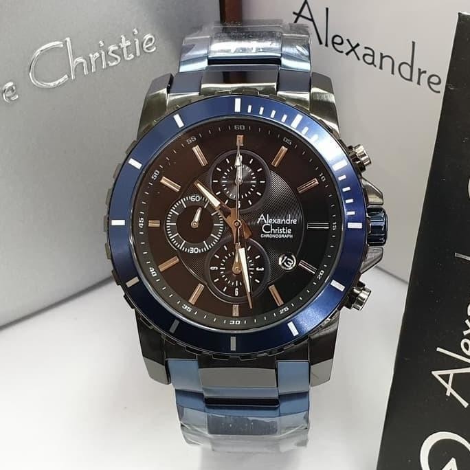 Jam Tangan Pria Original Alexandre Christie AC6141 Black Blue