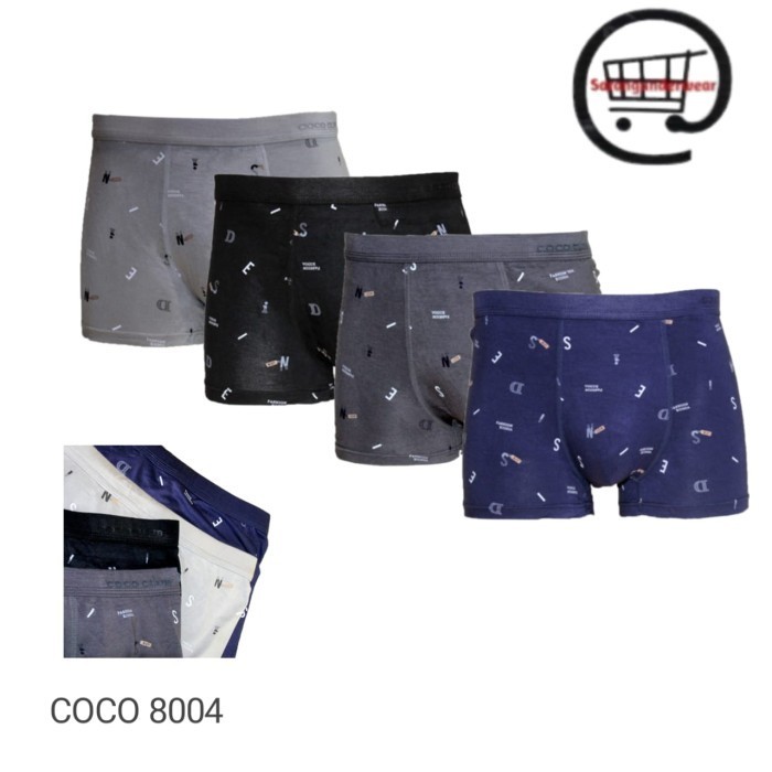 COD Celana dalam Boxer pria COCO CLUB 8004 isi 4 pcs - random M Terlaris