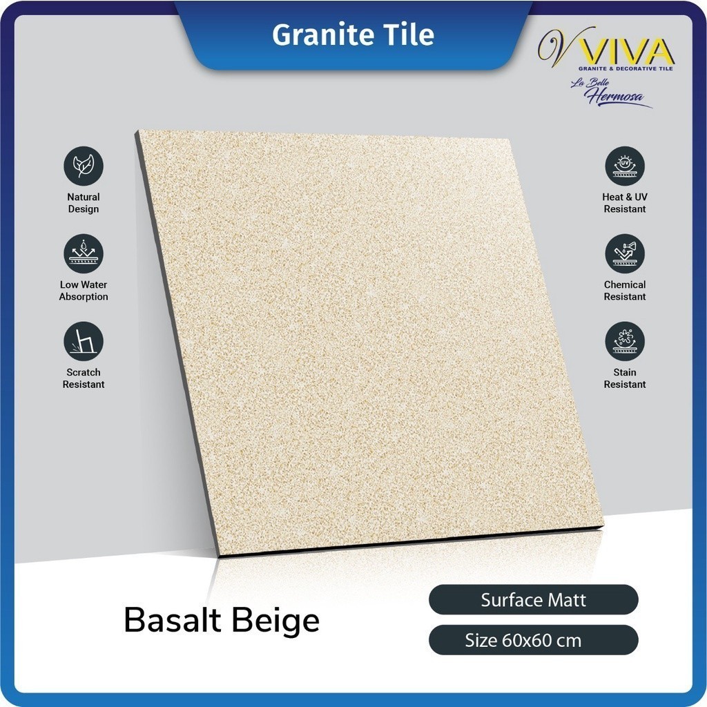 BDA Granite Tile 60x60 Keramik Granit Lantai & Dinding Kamar Mandi Anti Slip Basalt Beige