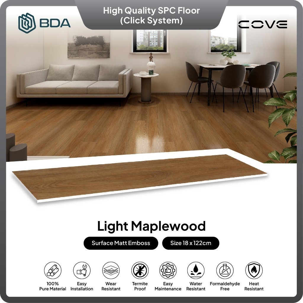 BDA Granite Tile Spc Flooring Lantai Spc Lantai Spc Flooring Spc 5mm Maplewood