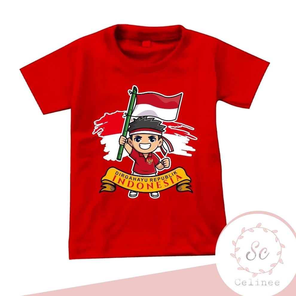 Murah Baju Anak-Anak Motif 17 Agustus Kemerdekaan Indonesia/ Kaos Distro/Kaos Merah  17 Ready Stock 