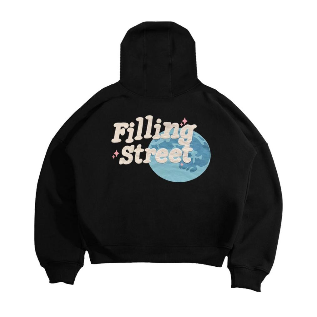 Terlaris Hoodie Boxy Oversize Fillingstreet Wrd Black