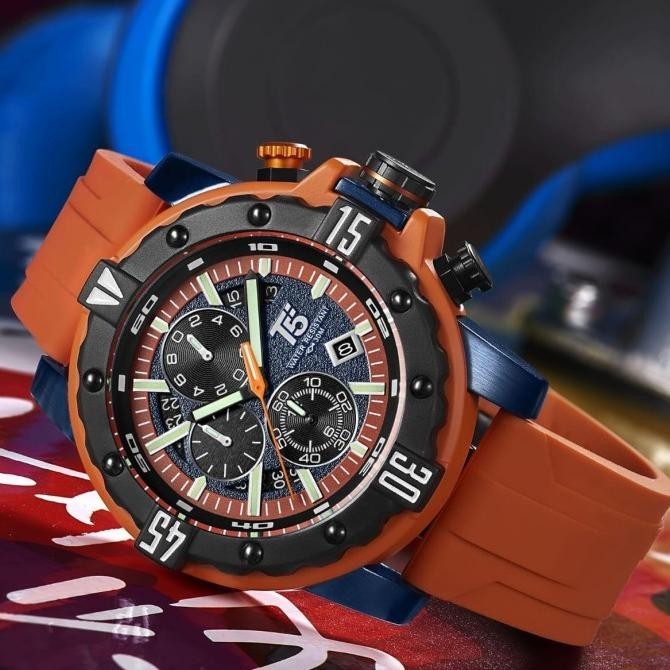 Jam Tangan Pria Original T5 H 3757G Black Rosegold