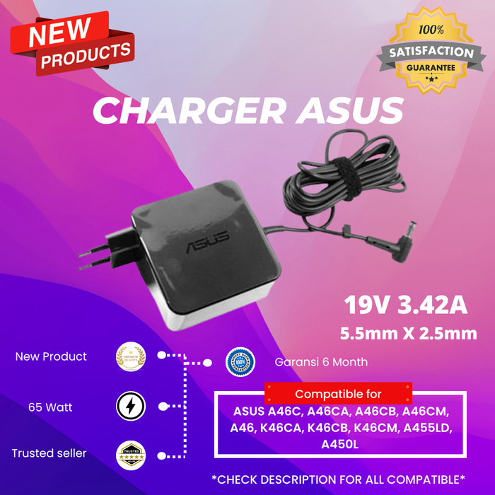 Adaptor Charger Laptop Asus A46C A46Ca A46Cb A46Cm A46 K46Ca K46Cb