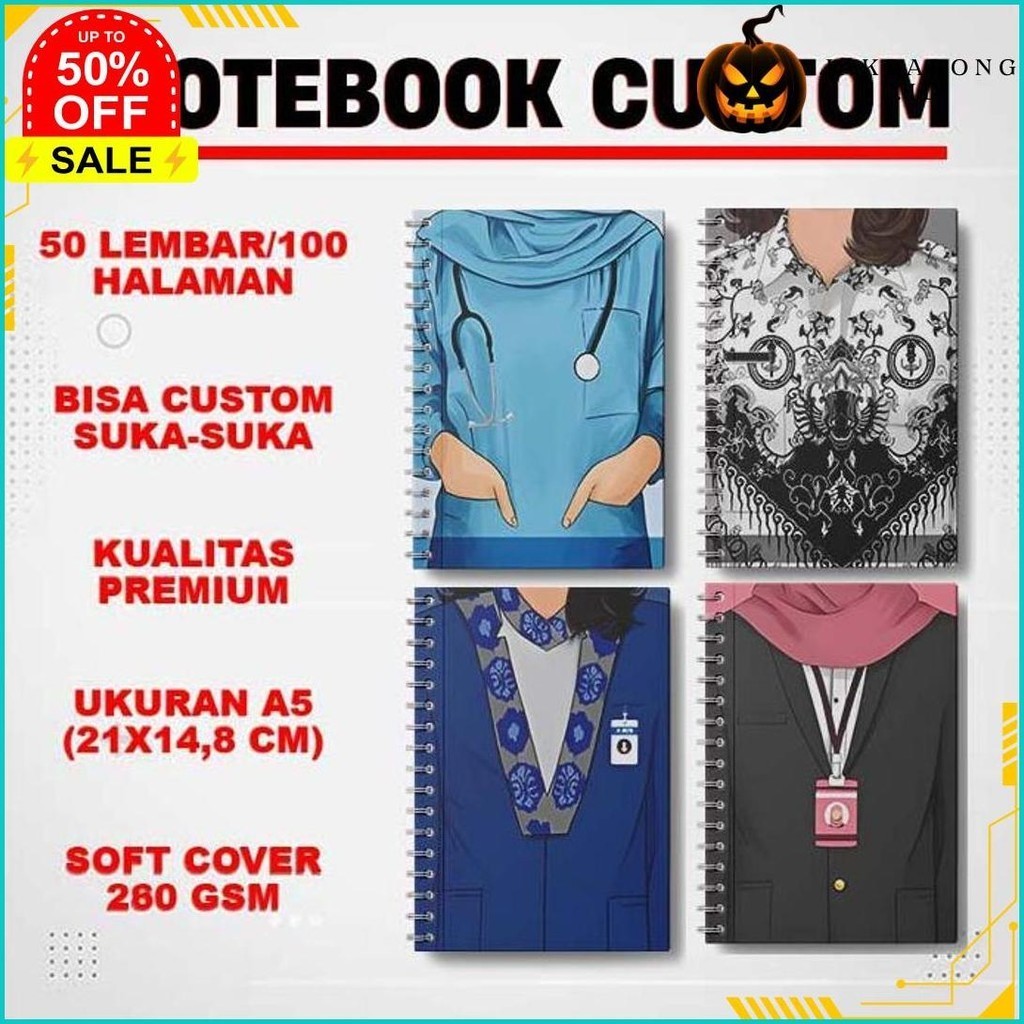 

NOTES CUSTOM SERAGAM PROFESI / NOTEBOOK SPIRAL A5 - COVER DEPAN / ISI 50 LEMBAR (100 HALAMAN) COD