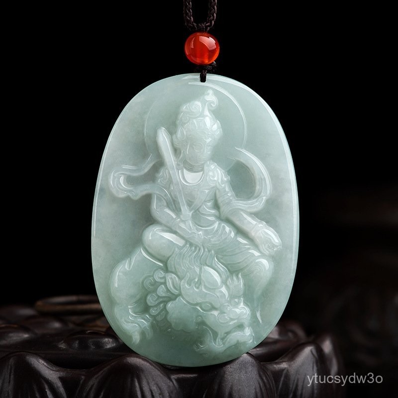 （ytucsydw3o）(Kirim Sertifikat）Myanmar AlamiaLiontin Patung Giok Manshu, Kalung Liontin Batu Giok Es/