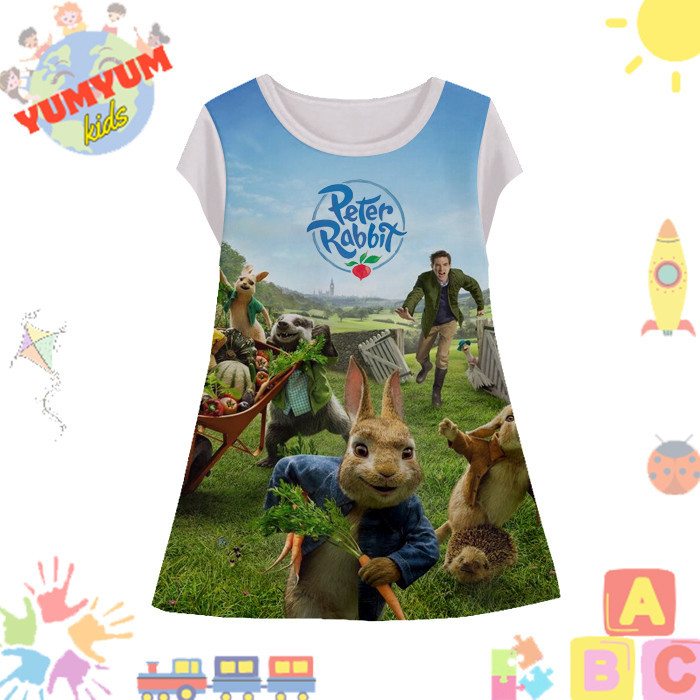 Dress Anak Perempuan Peter Rabbit v1 Tunik Anak Wanita Film Animasi Kartun Peter Rabbit 3D Printing 