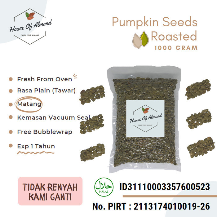 

Pumpkin Seeds Roasted (Matang Panggang) 1Kg Biji Labu Kuning Kupas