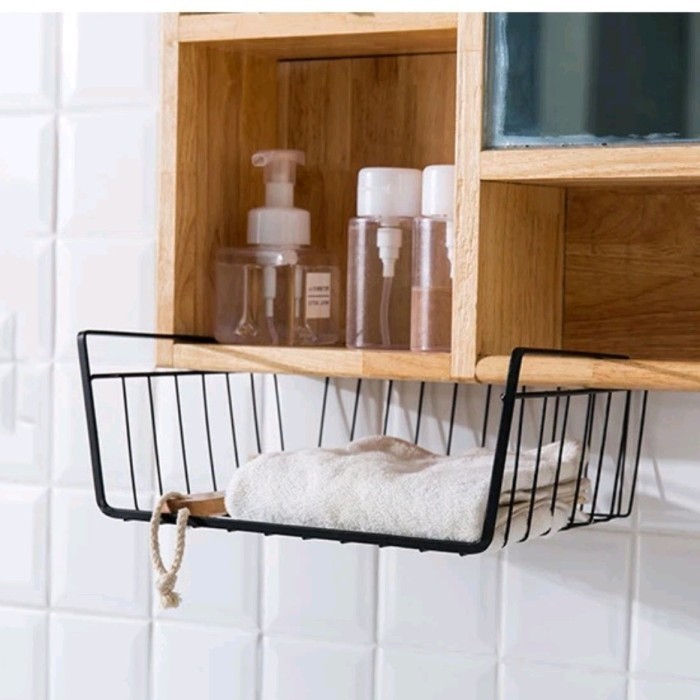 *#*#*#] Rak gantung keranjang besi penyimpanan rak lemari meja gantung