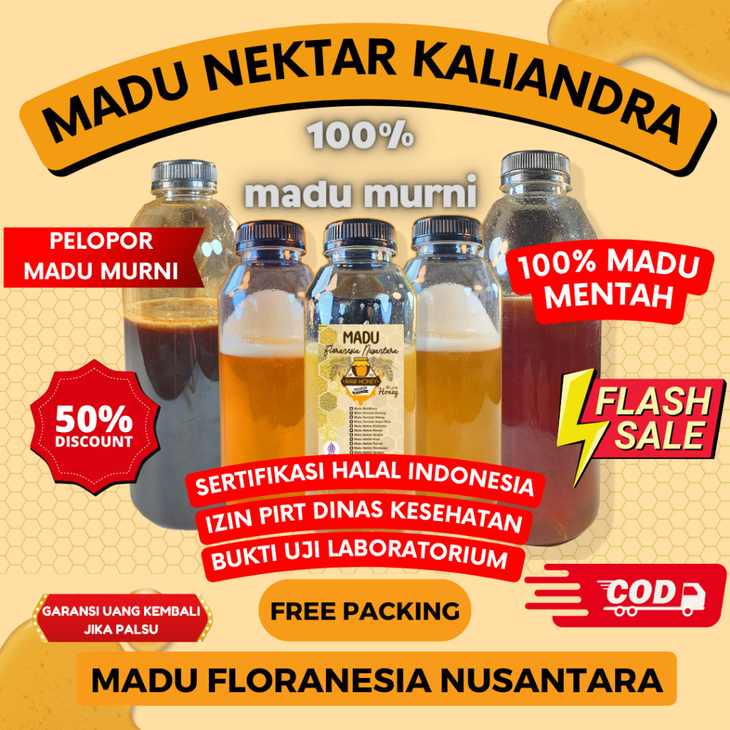 

MADU MURNI MADU ASLI NEKTAR KALIANDRA 500 Gram KUALITAS PREMIUM FULL NEKTAR 100% RAW HONEY MADU FLORANESIA NUSANTARA ESOXSE