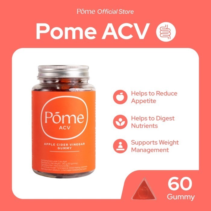 

Pome ACV Gummy Cuka Apel Apple Cider Vinegar Suplemen Diet Vegan Detox