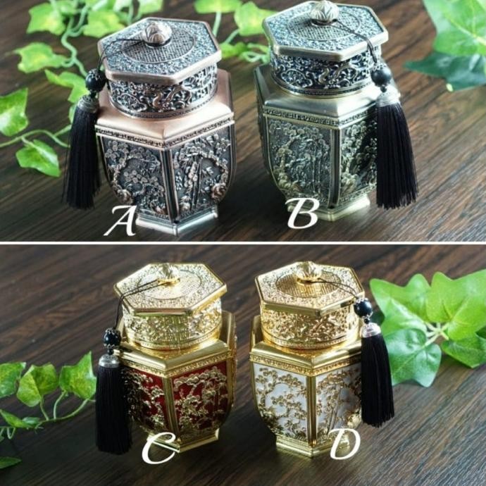 [Ready Stock] Kaleng Teh Antik Model Dinasti Klasik Ukiran China Toples Bahan Logam