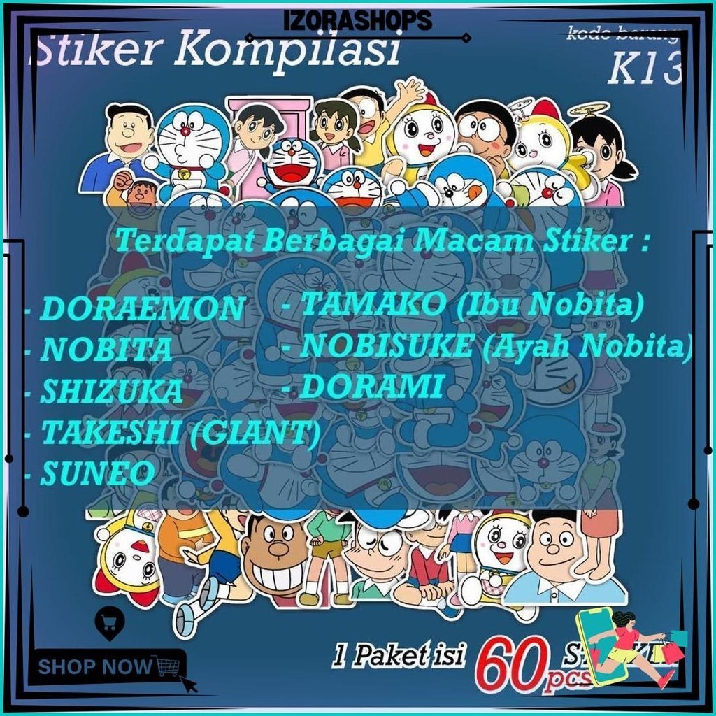 

[ Mac ] 60 Pcs Sticker Doraemon Nobita Shizuka Giant Suneo Dorami Tamako Nobisuke Lucu Aesthetic Anti Air Untuk Laptop Case Tumbler Koper Hp - K13 Promo