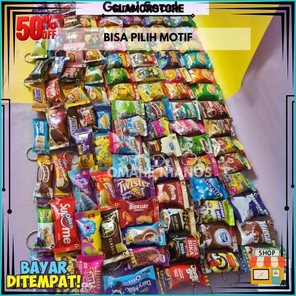 Gantungan Kunci Viral Snack Random / Min Order 10Rb Boleh Campur, Dibawah Itu Tidak Diproses/Harga P
