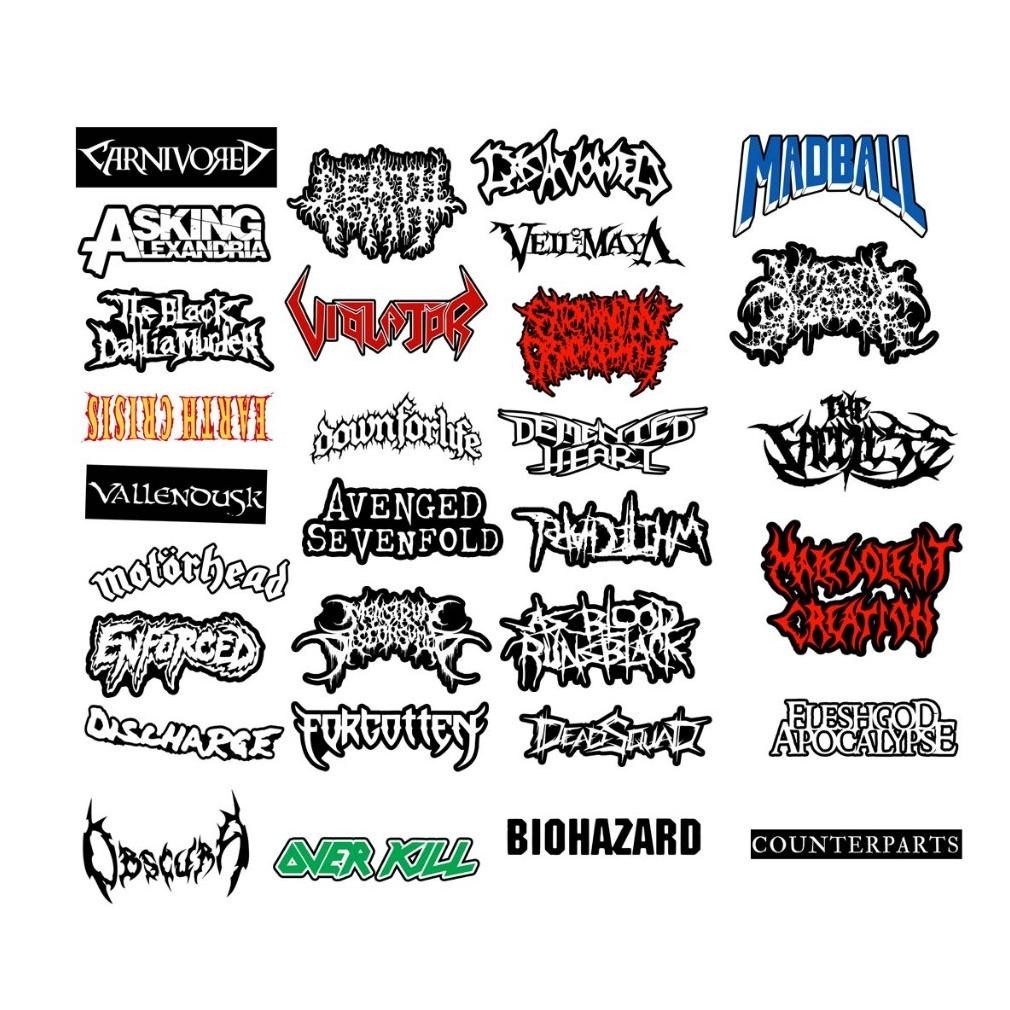 

120Pcs - Mini Stiker Metal Hardcore Music Pack - Black Death Brutal Metal - Hp Laptop Helm Anti Air Promo