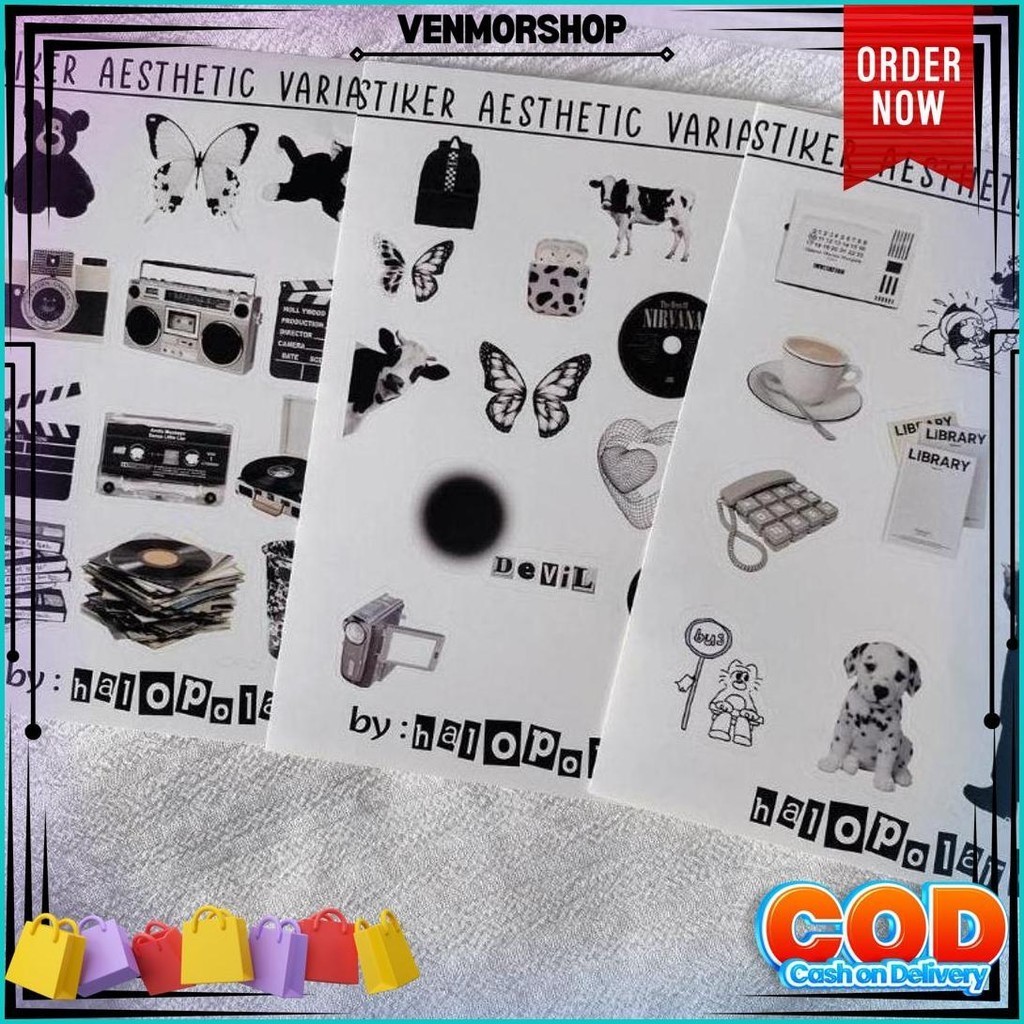 

[Halopolaroid] Sticker Deco Stiker Aesthetic Sticker Monochrome Korean Cute Aesthetic Gratis Ongkir