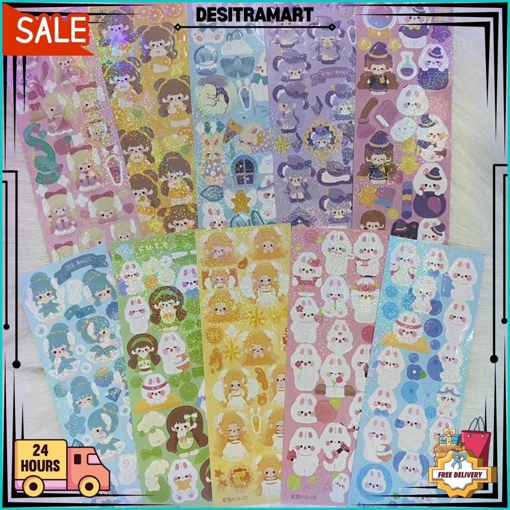 

[10Pcs] Stiker Gooka Glitter Pack Hologram Sticker Lucu Murah Promo