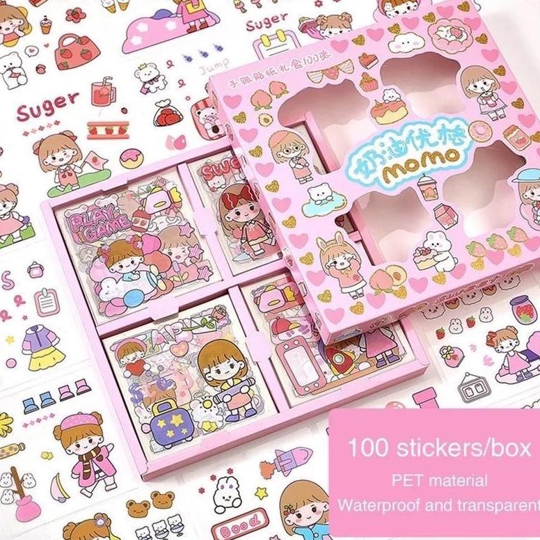 

100 Lembar Stiker Motif Momo Kartun Korea Lucu Anti Air Dekorasi Handbook Scrapbook Diy/Momo Stiker 2D 100 Lembar Lucu Sticker Kartun Korea Motif Anti Air / Sticker Waterproof Sticker Momo Dapat Box Isi 100 Lembar/Sticker Momo 2D Aesthetic 1 Box 100Lembar