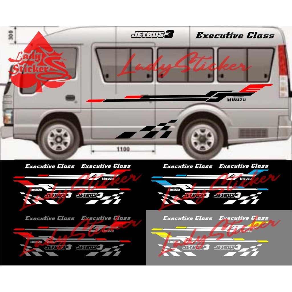 Cutting sticker mobil mini bus isuzu elf short striping sticker body samping mobil isuzu elf