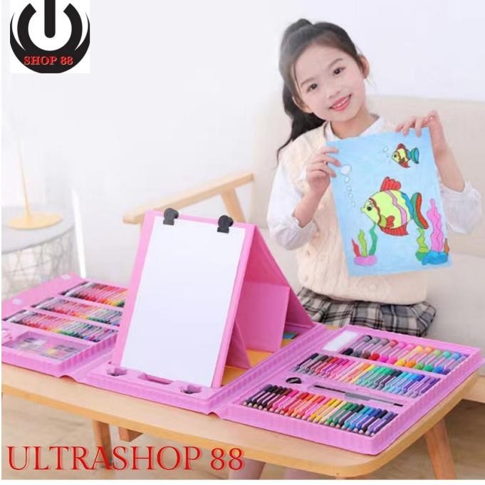 

Dfg-88 Ultrashop Terlaris Crayon Anak Pengasah 208Pcs Set Alat Menggambar Melukis Anak-Anak Crayon Cat Air Pensil Cod