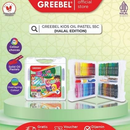 

Super Seller Greebel Crayon Kids 55 Colours Ada Halal Edition, Water Resistant, Krayon Oil Pastel Set Anak 55 Warna Promo