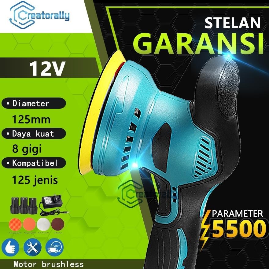 CR - CREATORALLY Alat Poles Mobil Mesin Poles Lengkap Mesin Polisher Mobil Mesin Poles Baterai Cordl