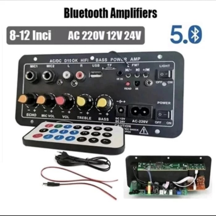Terlaris Kit Modul Power Amplifier Stereo Ac/Dc 2Mic Hifi Bass Usb Fm D10 Ok