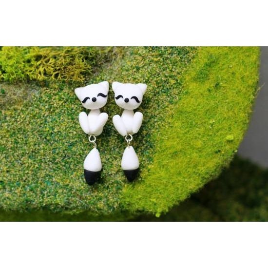 anting fox putih giwang anak lucu pesta handmade clay import korea