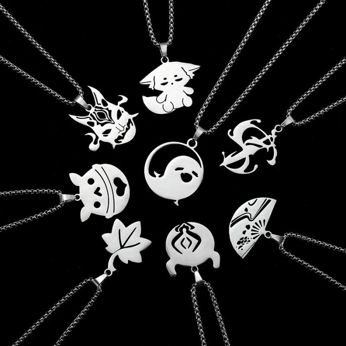 Liontin Vision Genshin Kalung Rantai Titanium Steel