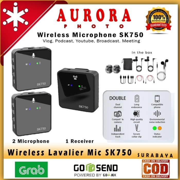 Mic Lavalier Sk750 Youtube Podcast Kamera Microphone Wireless Clip On