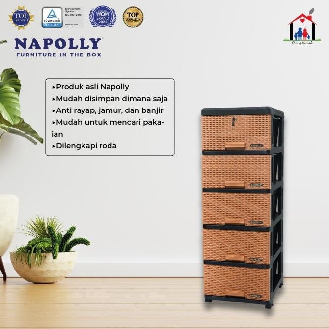 TERMURAH - Lemari laci plastik Napolly susun 5 CONTAC
