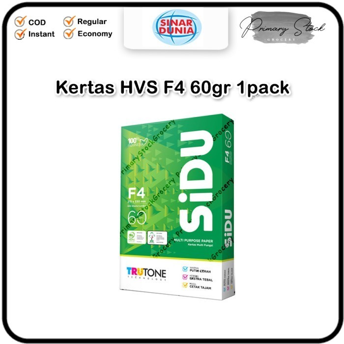 

Kertas Hvs F4 1 Rim 60Gr Sidu Print Fotocopy Sinar Dunia 60 Gram 60 Gr