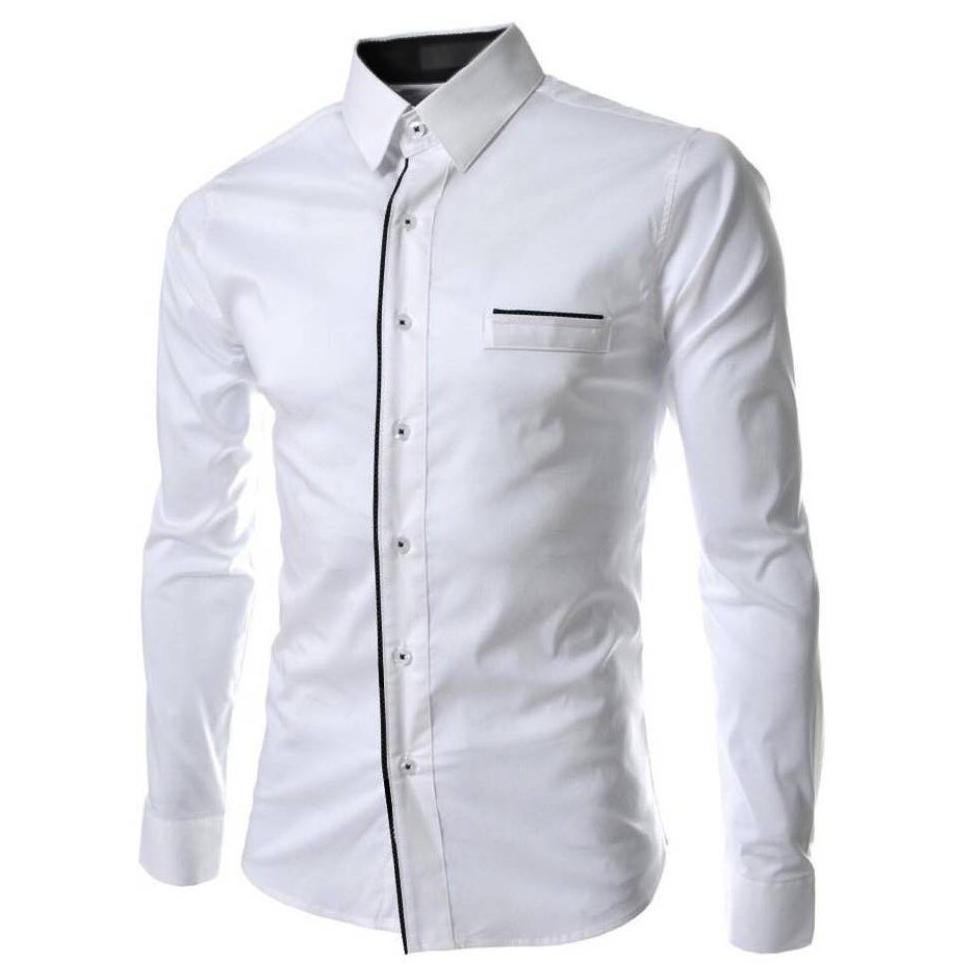 Baju Kemeja Tactical Pria Lapangan Outdoor Hem Er Polos Lengan Panjang Kerja Formal Cowok Warna Puti