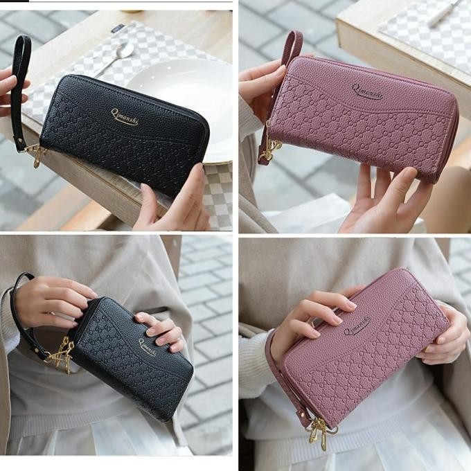 DOMPET WANITA KULIT 2 RESLETING PREMIUM IMPORT EIME MURAH PANJANG