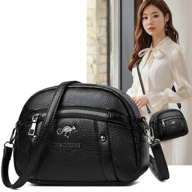 TAS SELEMPANG WANITA KECIL IMPORT KULIT PREMIUM HITAM MARKUNA TA625B5