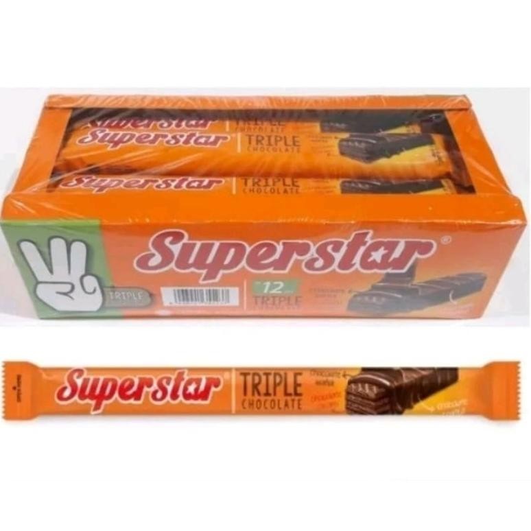 

New Produk Superstar Wafer Triple Chocolate Isi 12 Pcs .