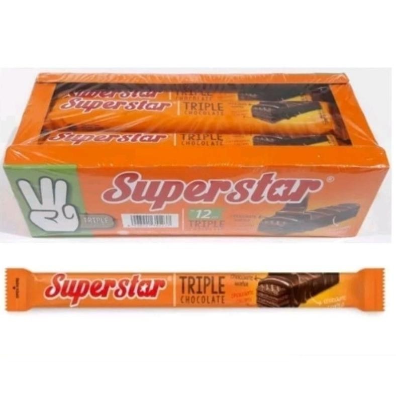 

New Produk Superstar Wafer Triple Chocolate Isi 12 Pcs .