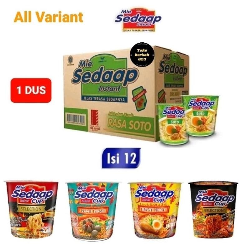 

New Produk 1 Dus Mie Sedaap Cup All Varian Rasa Isi 12 Pcs .