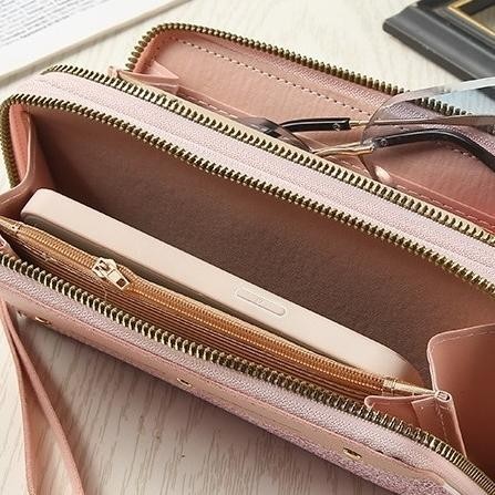 DOMPET PANJANG WANITA IMPORT VANIER WA583P3 2 RESLETING KULIT PINK