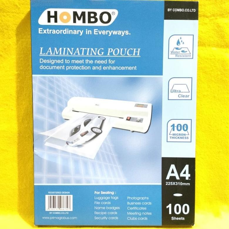 

SPECIAL Plastik laminating F4 / A4 HOMBO 100 micron (100 lembar) CQ37