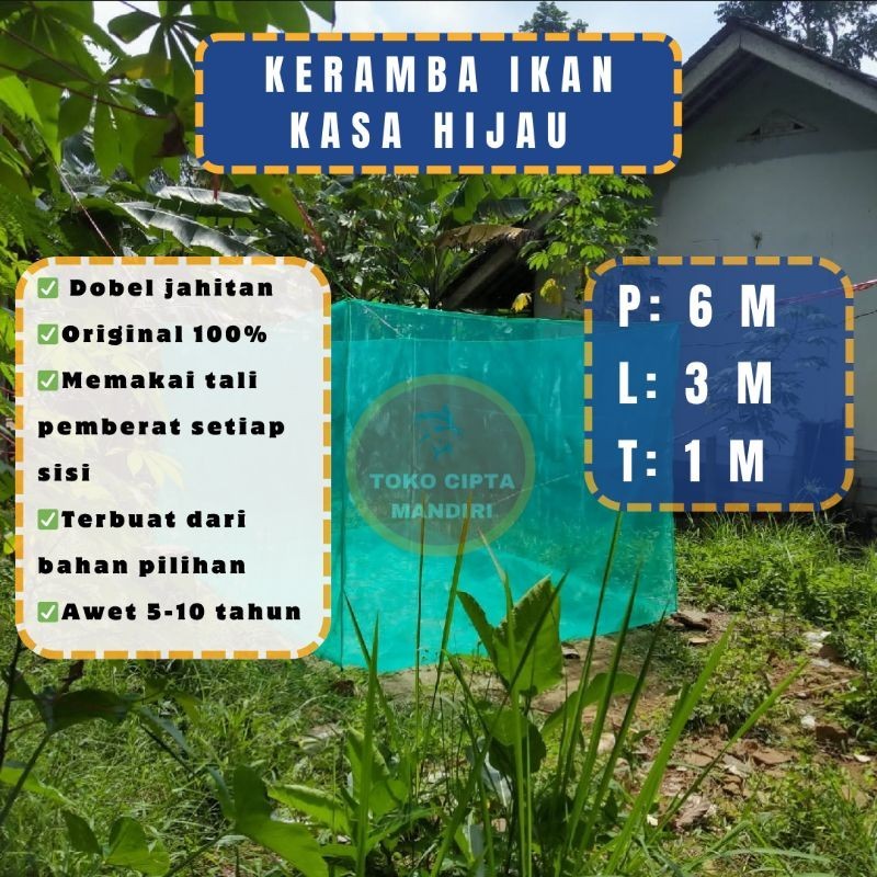 keramba ikan kasa hijau 6x3x1 keramba ikan kecil hapa ikan wadah burayak ikan keramba jaring apung