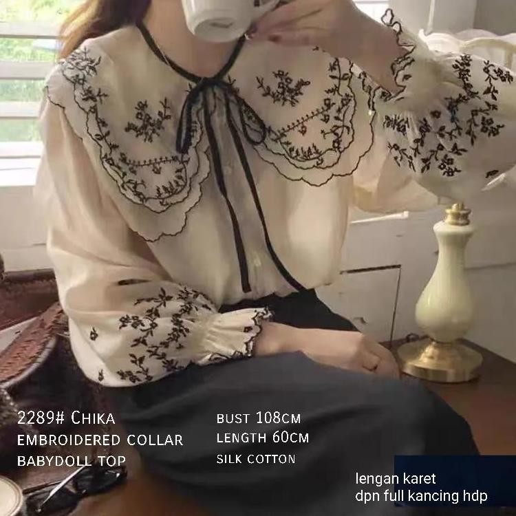 Tm 2289 Blouse Chika Embroidered Collar Babydoll To Import