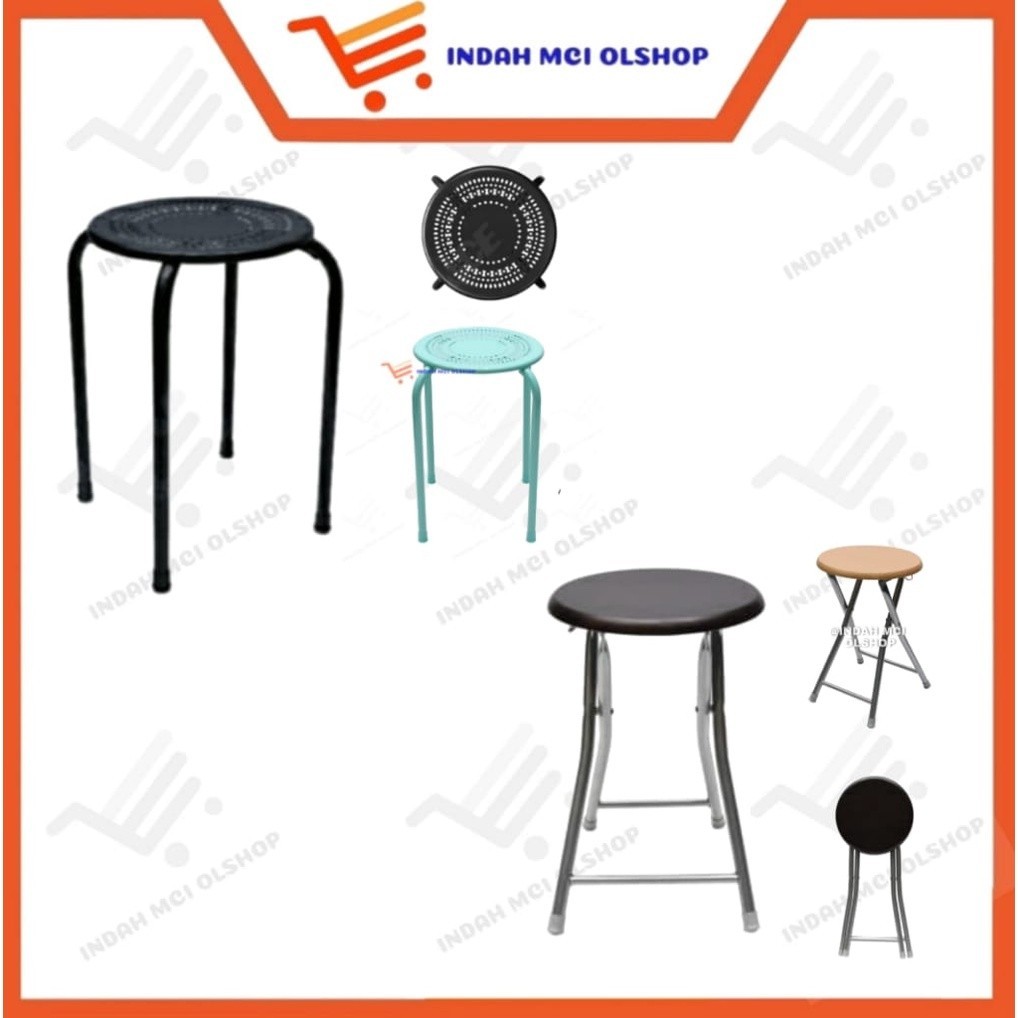 BEST SELLER Kursi Bangku Lipat / Kursi Bulat Besi